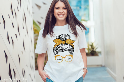 Messy bun svg bundle, mom life svg, messy bun bandana cut SVG Digital Rainbow Shop 