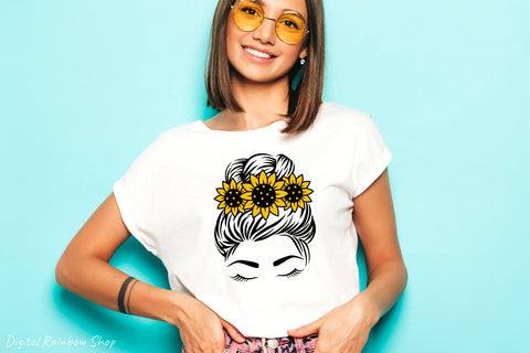 Messy bun svg bundle, mom life svg, messy bun bandana cut SVG Digital Rainbow Shop 