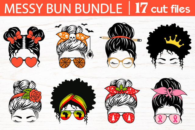 Messy bun svg bundle, mom life svg, messy bun mom bandana SVG Digital Rainbow Shop 