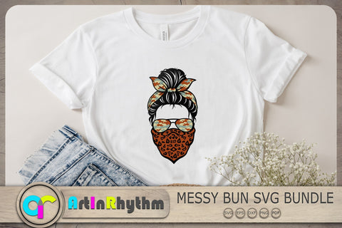 Messy Bun Svg Bundle, Retro Messy Bun With Bandana Svg, Skull With Sunglasses Svg SVG Artinrhythm shop 