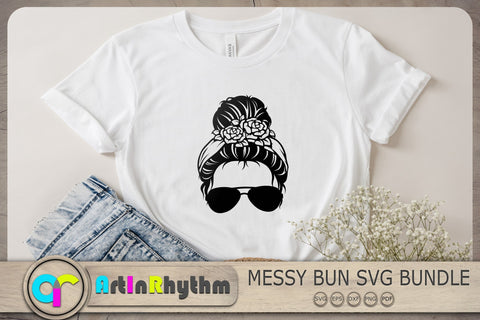 Messy Bun Svg Bundle, Skull Svg, Roses Bandana Svg, Messy Bun Sunglasses Svg SVG Artinrhythm shop 