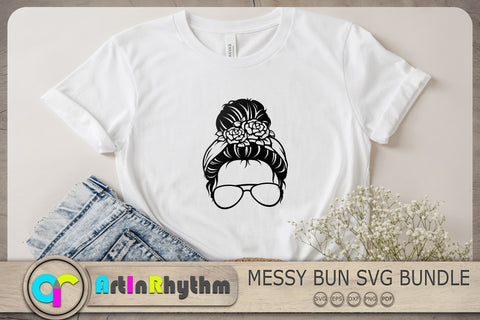 Messy Bun Svg Bundle, Skull Svg, Roses Bandana Svg, Messy Bun Sunglasses Svg SVG Artinrhythm shop 