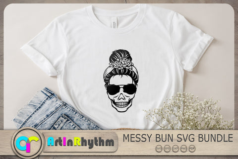 Messy Bun Svg Bundle, Skull Svg, Roses Bandana Svg, Messy Bun Sunglasses Svg SVG Artinrhythm shop 