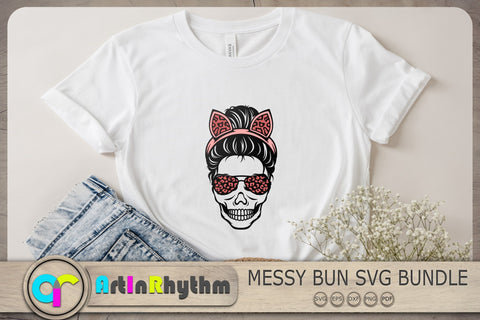 Messy Bun Svg, Leopard Print Bandana Svg, Skull With Sunglasses Svg SVG Artinrhythm shop 
