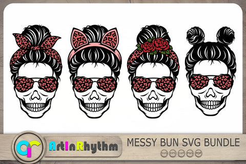 Messy Bun Svg, Leopard Print Bandana Svg, Skull With Sunglasses Svg SVG Artinrhythm shop 