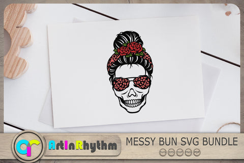 Messy Bun Svg, Leopard Print Bandana Svg, Skull With Sunglasses Svg SVG Artinrhythm shop 