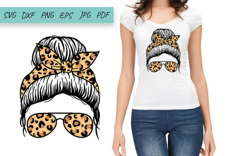 Messy Bun SVG, Messy hair SVG, Hair Bun SVG, leopard print SVG Irina Ostapenko 
