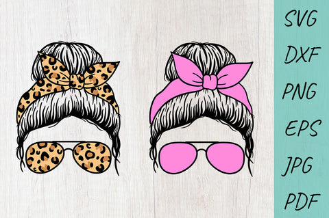 Messy Bun SVG, Messy hair SVG, Hair Bun SVG, leopard print SVG Irina Ostapenko 