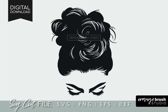 Messy Bun SVG | Mom Life SVG Cut File SVG OrangeBrushStudio 