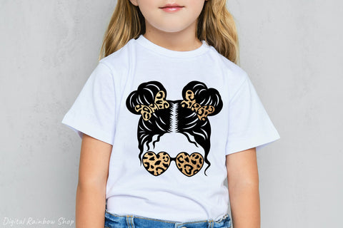 Messy bun svg, mom life svg kid life, leopard print SVG Digital Rainbow Shop 