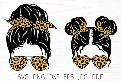 Messy bun svg, mom life svg kid life, leopard print SVG Digital Rainbow Shop 