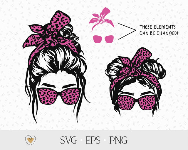 Messy bun svg, Mom life svg, Leopard print, svg files for cricut SVG Pretty Meerkat 