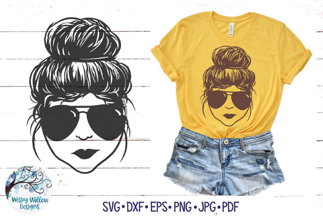Messy Bun SVG SVG Wispy Willow Designs 