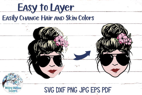 Messy Bun SVG SVG Wispy Willow Designs 