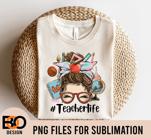 Messy Bun Teacher Life Png Sublimation Design, Western Teacher Life Messy Bun Png, Messy Bun Teacher Png, Teacher Life Png Download Sublimation BOO-design 