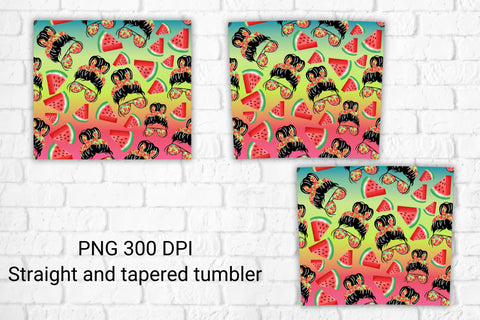 Messy bun tumbler design | Watermelon tumbler wrap Sublimation Svetana Studio 
