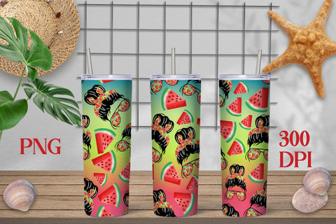 Messy bun tumbler design | Watermelon tumbler wrap Sublimation Svetana Studio 
