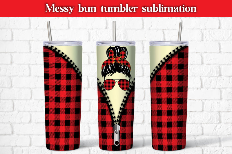 Messy bun tumbler sublimation design | Messy bun mom life Sublimation Svetana Studio 