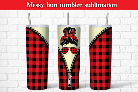 Messy bun tumbler sublimation design | Messy bun mom life Sublimation Svetana Studio 