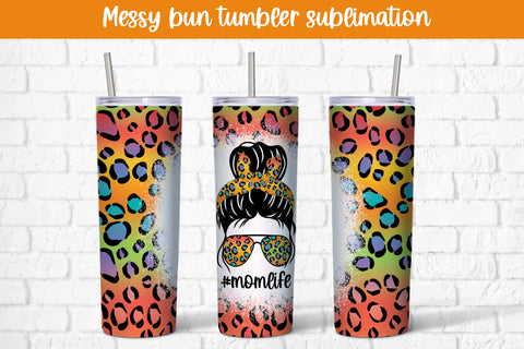 Messy bun tumbler sublimation design | Mom life tumbler wrap Sublimation Svetana Studio 