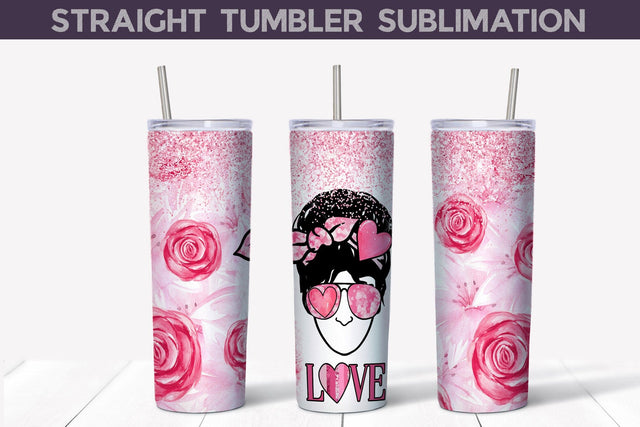 Messy Bun Tumbler Sublimation | Valentine Tumbler Wrap Sublimation WatercolorColorDream 