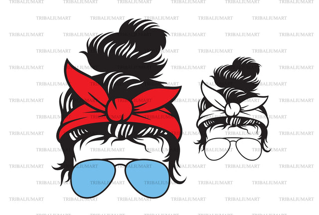 Messy Bun with aviator sunglasses SVG TribaliumArtSF 