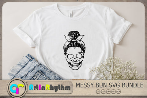 Messy Bun With Bandana Svg, Messy Bun Svg, Skull With Sunglasses Svg SVG Artinrhythm shop 