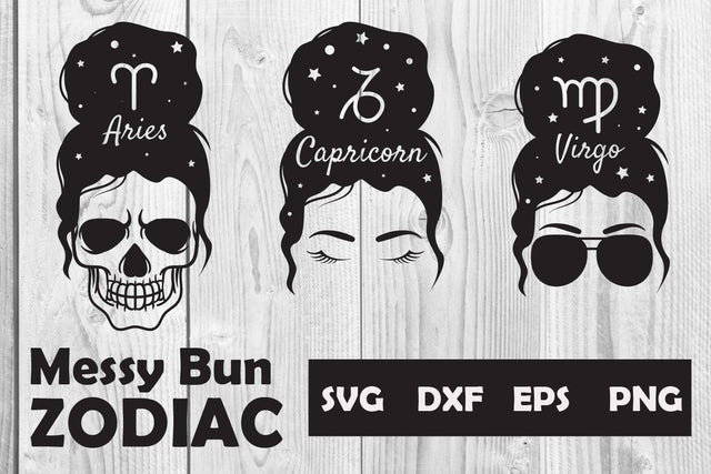 Messy Bun Zodiac Mom Life SVG Clip Art Graphic SVG dadan_pm 