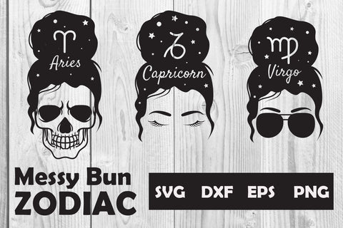 Messy Bun Zodiac Mom Life SVG Clip Art Graphic SVG dadan_pm 