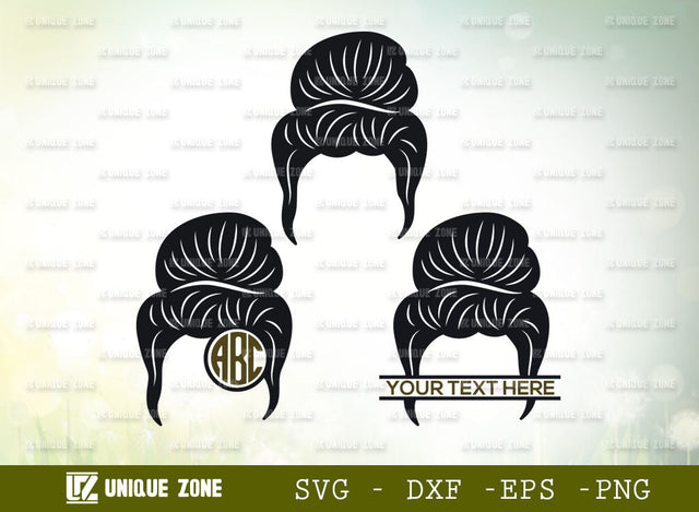 Messy Hair Bun SVG Monogram, Messy Bun Svg, Hair Bun With Sunglasses Svg, Messy Bun Face Svg, Girl Svg, Mom Svg, Pretty Svg, Hairstylist Svg, Hair Bun Svg, Princess Svg, SVG Unique Zone 