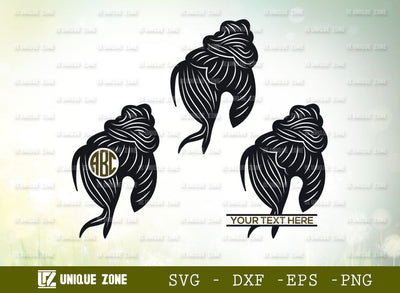 Messy Hair Bun SVG Monogram, Messy Bun Svg, Hair Bun With Sunglasses Svg, Messy Bun Face Svg, Girl Svg, Mom Svg, Pretty Svg, Hairstylist Svg, Hair Bun Svg, Princess Svg, SVG Unique Zone 