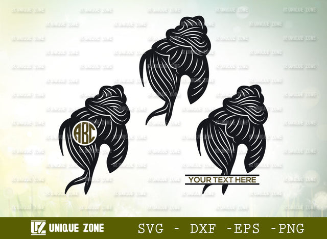 Messy Hair Bun SVG Monogram, Messy Bun Svg, Hair Bun With Sunglasses Svg, Messy Bun Face Svg, Girl Svg, Mom Svg, Pretty Svg, Hairstylist Svg, Hair Bun Svg, Princess Svg, SVG Unique Zone 