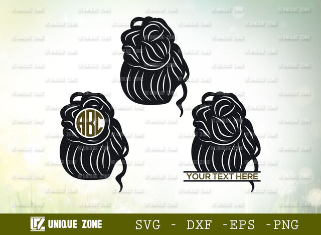 Messy Hair Bun SVG Monogram, Messy Bun Svg, Hair Bun With Sunglasses Svg, Messy Bun Face Svg, Girl Svg, Mom Svg, Pretty Svg, Hairstylist Svg, Hair Bun Svg, Princess Svg, SVG Unique Zone 