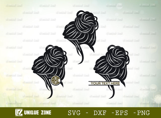 Messy Hair Bun SVG Monogram, Messy Bun Svg, Hair Bun With Sunglasses Svg, Messy Bun Face Svg, Girl Svg, Mom Svg, Pretty Svg, Hairstylist Svg, Hair Bun Svg, Princess Svg, SVG Unique Zone 