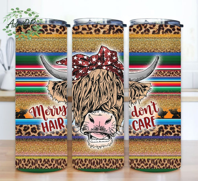 Messy Hair Cow Leopard Glitter Serape Sublimation Tumbler Wrap, Cow 20oz Sublimation Tumbler Designs, Western Leopard Print Sublimation AdriOP 