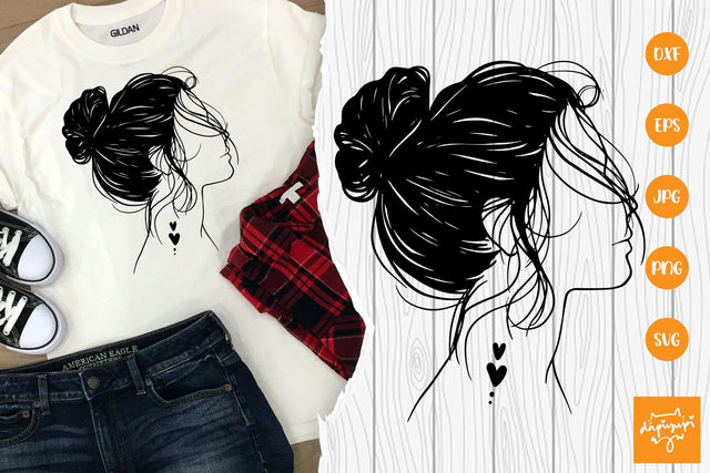 Messy Hair SVG, Beauty Woman In Messy Bun Svg SVG dapiyupi store 
