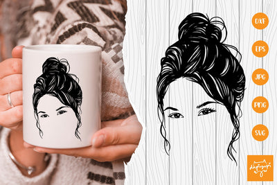 Messy Hair SVG, Beauty Woman In Messy Bun Svg SVG dapiyupi store 