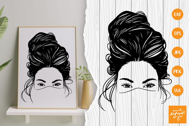 Messy Hair SVG, Beauty Woman In Messy Bun Svg SVG dapiyupi store 