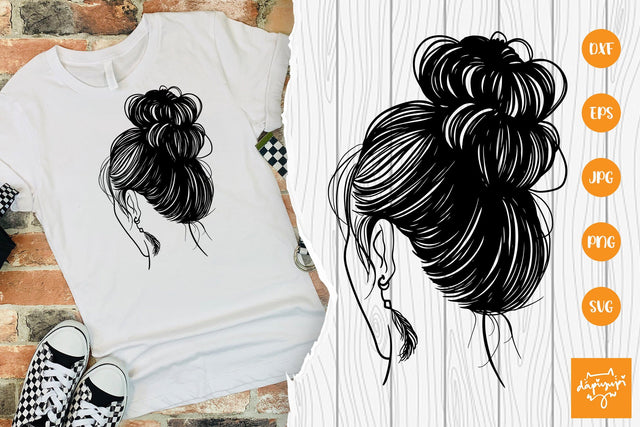 Messy Hair SVG, Beauty Woman In Messy Bun Svg SVG dapiyupi store 