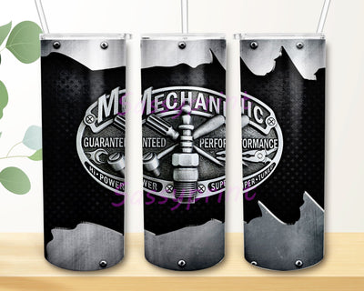 Metal Style Mechanic Stainless Steel Tumbler 20oz Skinny Tumbler Sublimation Wrap Design PNG Digital Download Sublimation sassyprint 