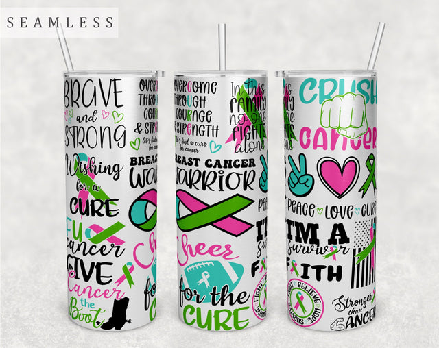 Metastatic Breast Cancer Awareness Tumbler Wrap, 20 Oz Skinny Tumbler Sublimation Design, Seamless Metastatic Breast Cancer Warrior Tumbler PNG Sublimation HappyDesignStudio 