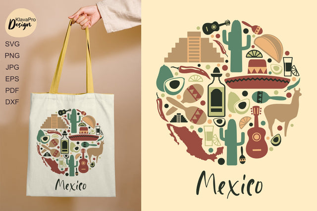 Mexico vintage design - SVG DXF PNG for cutting and sublimation SVG Klava P 