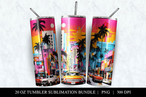 Miami Pop Art 20 oz Skinny Tumbler Sublimation Design Sublimation BijouBay 
