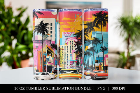 Miami Pop Art 20 oz Skinny Tumbler Sublimation Design Sublimation BijouBay 