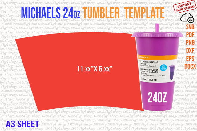Michaels 24oz Tumbler Template Full Wrap Sublimation Template for Artminds SVG 1966digi 