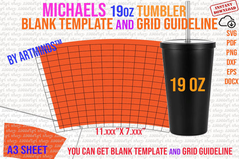 Michaels Template, Michaels Bundle Template, 18.5 and 19oz tumbler template SVG 1966digi 