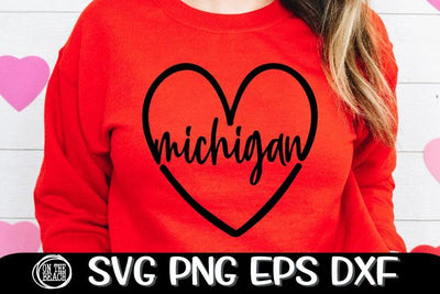 Michigan - Heart - SVG PNG EPS DXF - Cutting - Sublimation SVG On the Beach Boutique 