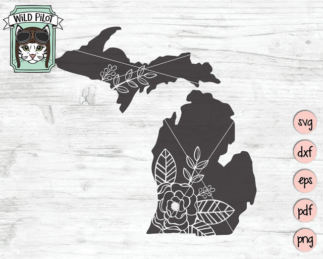 Michigan Silhouette Floral SVG Cut File SVG Wild Pilot 