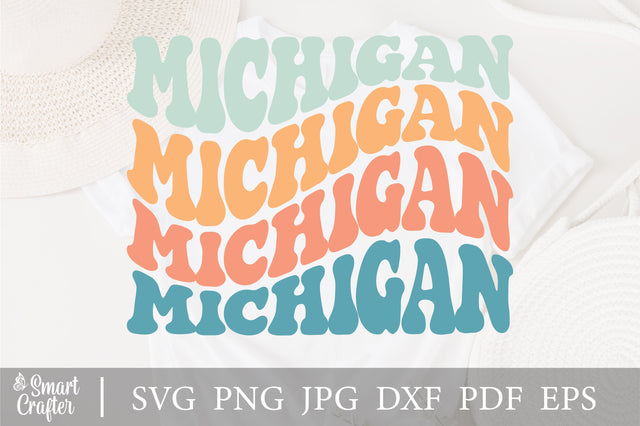 Michigan svg Michigan Shirt svg, wavy style svg, EPS PNG Cricut Instant Download SVG Fauz 