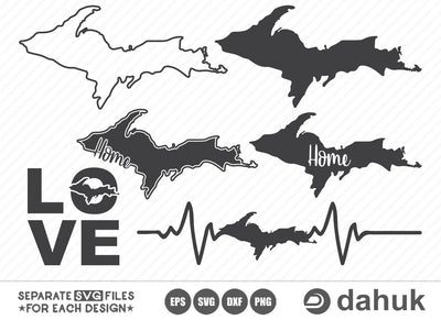 Michigan upper peninsula map SVG, Michigan Map SVG, Michigan upper svg, Michigan svg, Cut file, for silhouette, svg, eps, dxf, png, clipart cricut design space, vinyl cut files SVG dahukdesign 